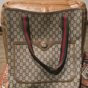 Gucci Plus Monogram Bag with Brown and Silver Details